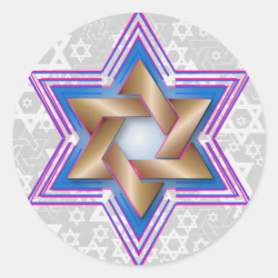 PixDezines star of david/pink/DIY background Classic Round Sticker