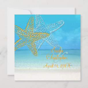 PixDezines Starfish+Beach Wedding Invitations