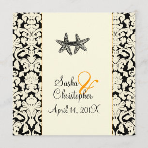 PixDezines starfish+damask/diy colours Invitation