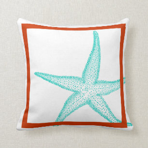 PixDezines starfish/DIY trim+background colour Cushion