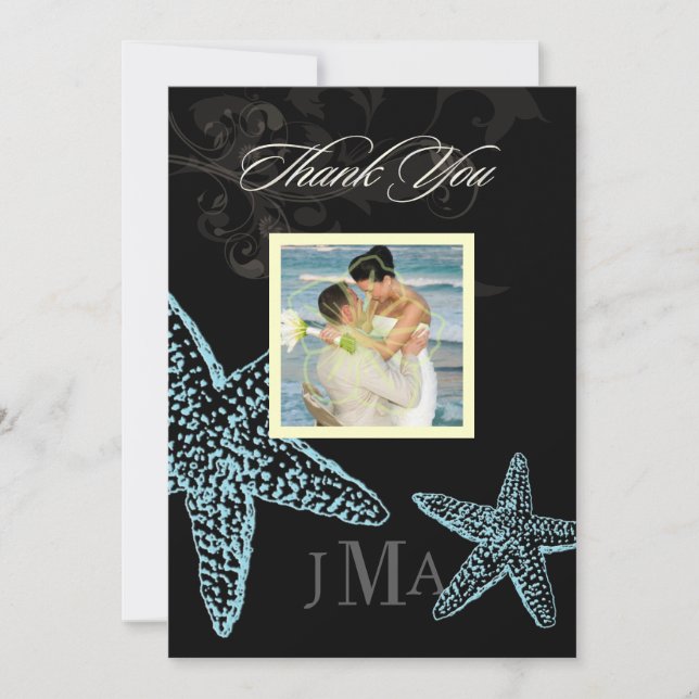 PixDezines Starfish/Monogram Thank you cards/Flat Invitation (Front)