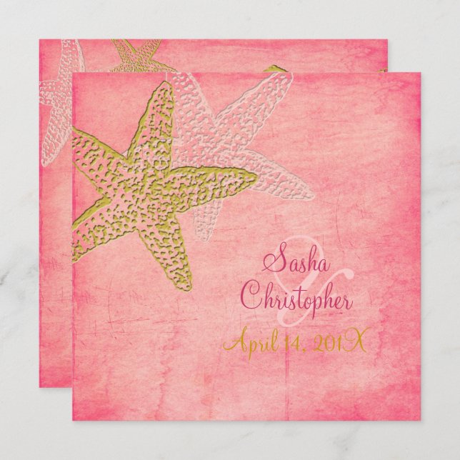 PixDezines STARFISH/PINK SAND/INVITATIONS Invitation (Front/Back)