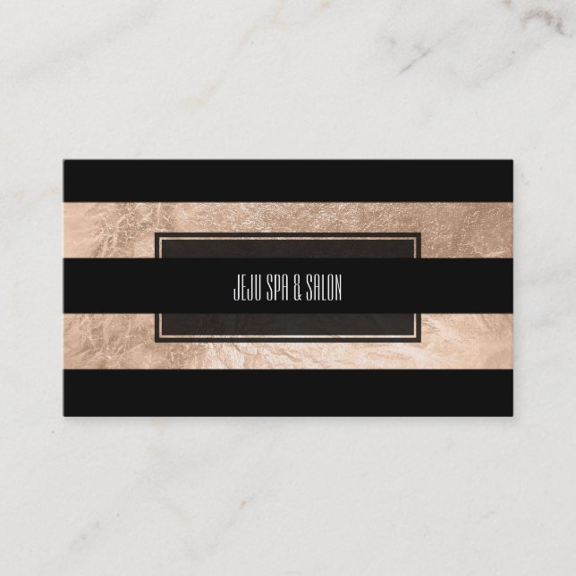 PixDezines stripes/black/faux pink foil Business Card (Front)