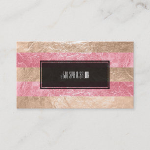 PixDezines stripes/faux pink foil/champagne Business Card