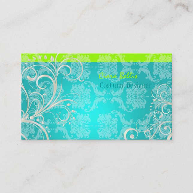 PixDezines Stylish Pear Swirls Business Card (Front)