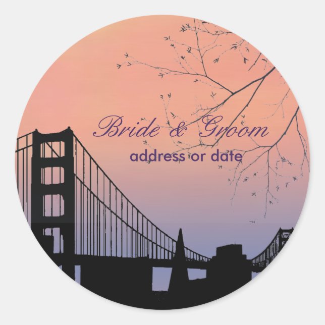 PixDezines sunset at golden gate Classic Round Sticker (Front)
