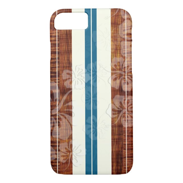 PixDezines Surf Board/Hibiscus/Faux Koa Case-Mate iPhone Case (Back)