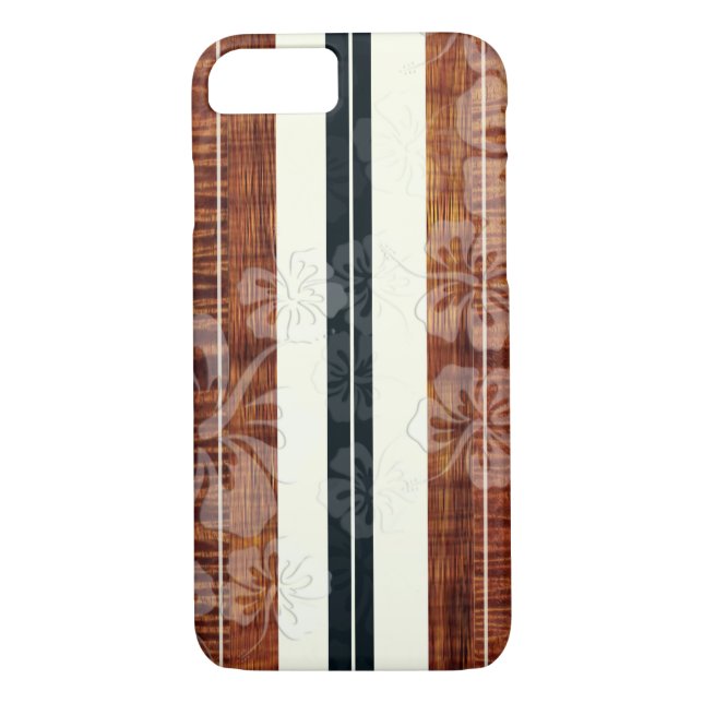 PixDezines Surf Board/Hibiscus/Faux Koa Case-Mate iPhone Case (Back)