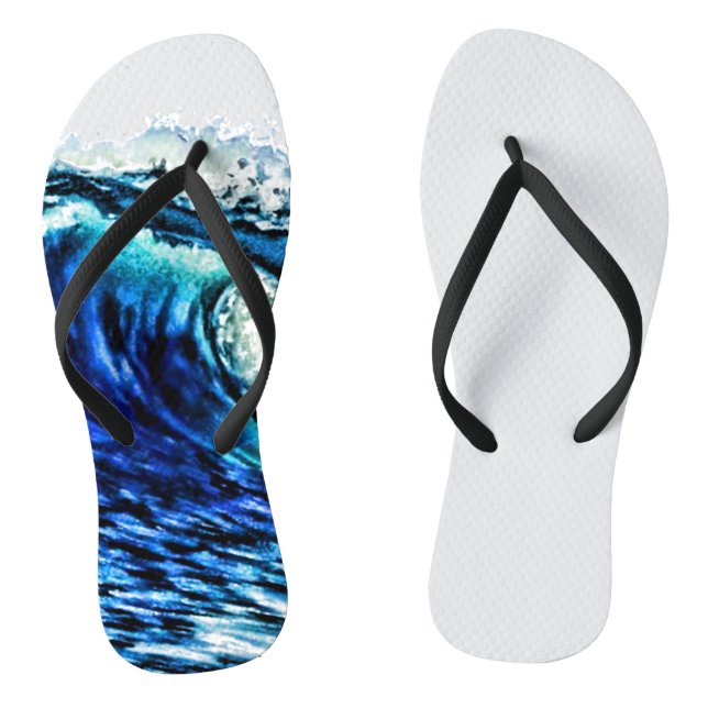 PixDezines Surfs Up Hawaiian Waves Thongs (Footbed)