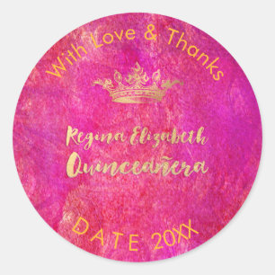 PixDezines Sweet 15/Gold Crown/DIY Thank You Classic Round Sticker