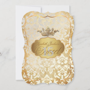 PixDezines Sweet 15/princess/ivory damask Invitation