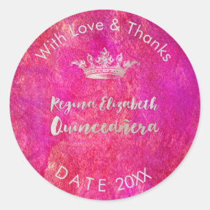 PixDezines Sweet 15/Silver Crown/DIY Thank You Classic Round Sticker