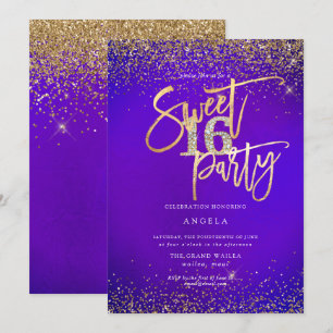 PixDezines Sweet 16 Diamond Glitters Ultra Violet Invitation