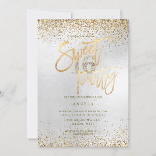PixDezines Sweet 16 Diamond Silver Gold Glitter Invitation