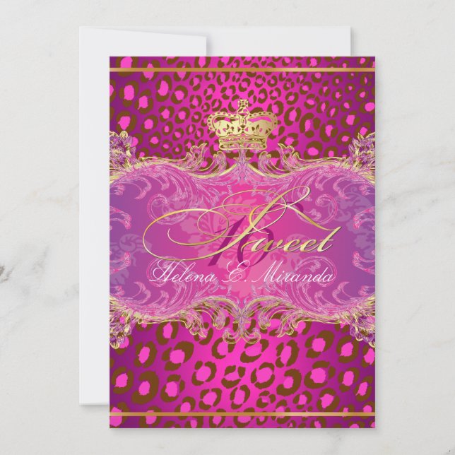 PixDezines Sweet 16/Magenta leopard/DIY colour!! Invitation (Front)