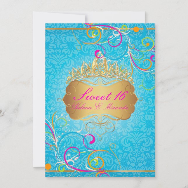 PixDezines Sweet 16/Rainbow Swirls Invitation (Front)