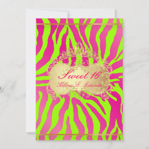 PixDezines Sweet 16/Zebra/diy background Invitation
