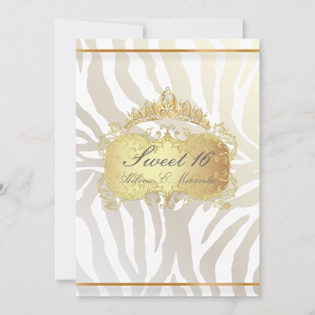 PixDezines Sweet 16/Zebra Stripes, Customise Colou Invitation (Front)