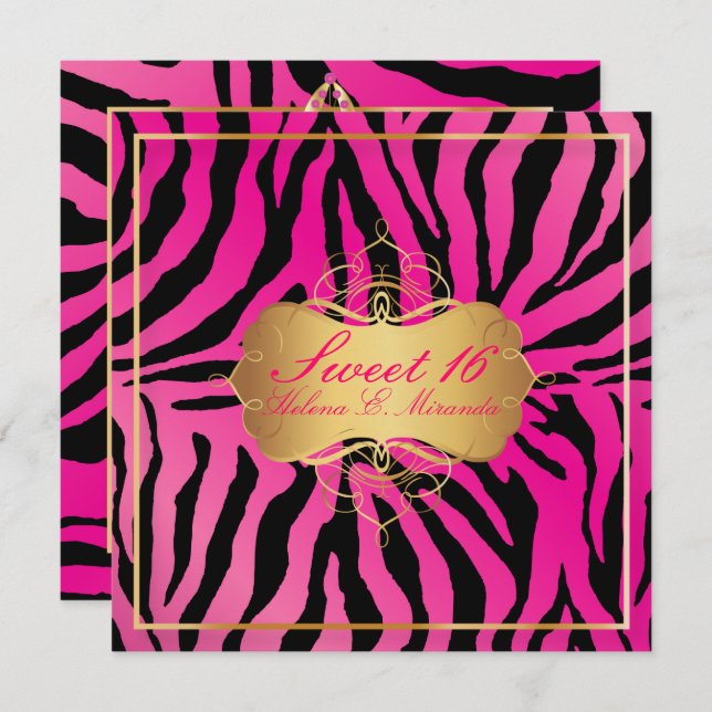 PixDezines Sweet 16/Zebra Stripes Invitation (Front/Back)