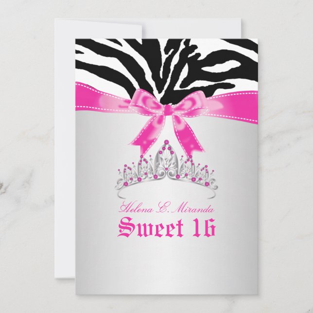 PixDezines Sweet 16/Zebra Stripes Invitation (Front)