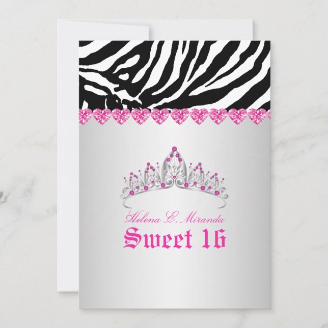 PixDezines Sweet 16/Zebra Stripes Invitation (Front)