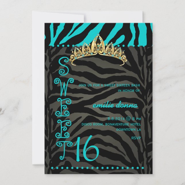 PixDezines Sweet 16/Zebra Stripes Invitation (Front)