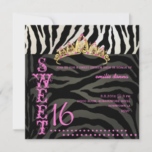 PixDezines Sweet 16/Zebra Stripes Invitation