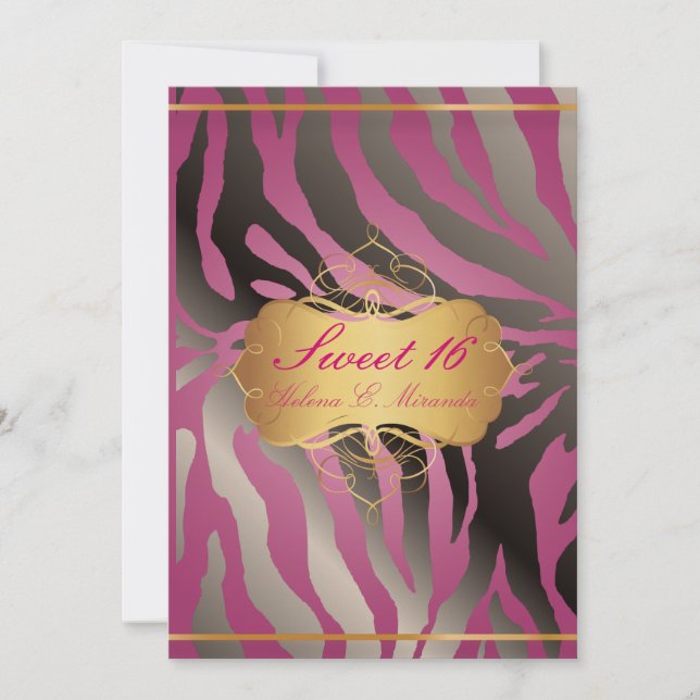 PixDezines Sweet 16/Zebra Stripes Invitation (Front)