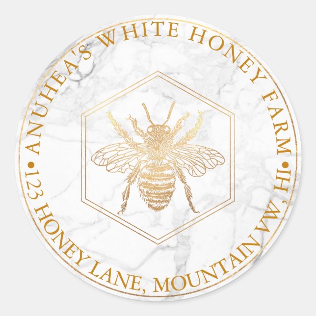 PixDezines Sweet Honeycomb, Bees Farm Classic Round Sticker (Front)