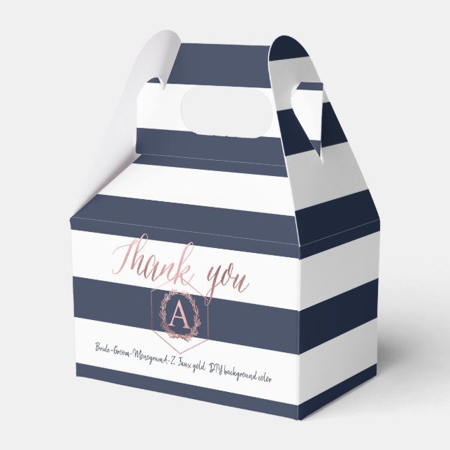 PixDezines Sweet Honeycomb |Navy+White Stripes Favour Box (Front Side)