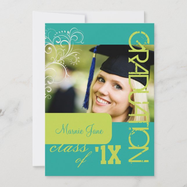 PixDezines Swirls, 2012 Graduation, DIY Colour Invitation (Front)