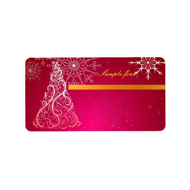 PixDezines Swirls Christmas Tree/ruby red Label (Front)