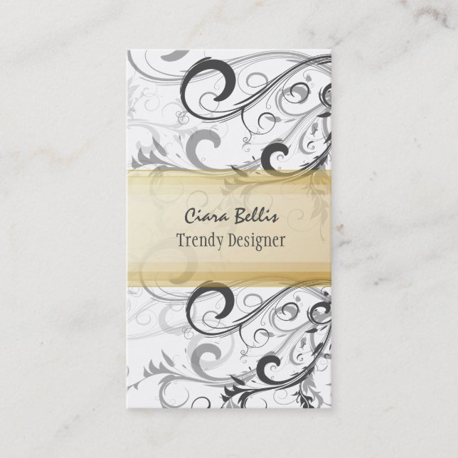 PixDezines Swirls / Graphite+Eggshell Business Card (Front)