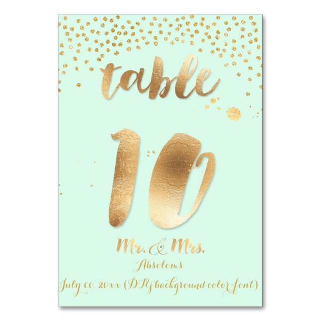 PixDezines table 10/gold sprinkles/DIY colour/mint Number (Front)