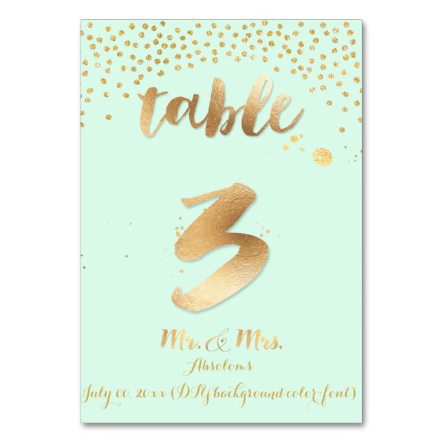 PixDezines table 3/gold sprinkles/DIY colour/mint Number (Front)