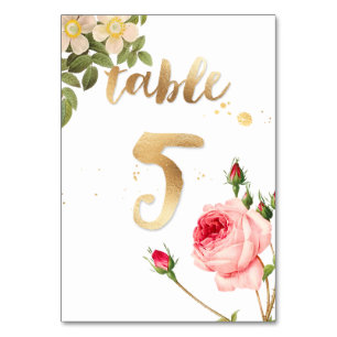 PixDezines Table 5/Vintage Roses/Redoute Table Number