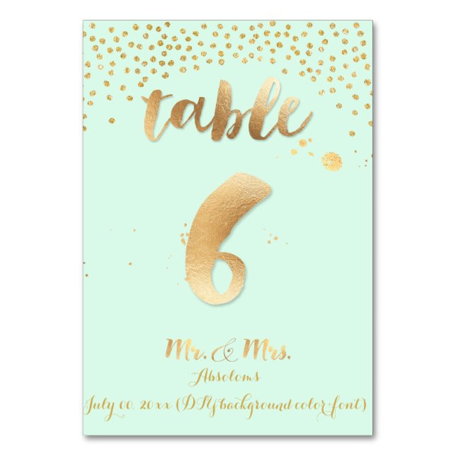 PixDezines table 6/gold sprinkles/DIY colour/mint Number (Front)