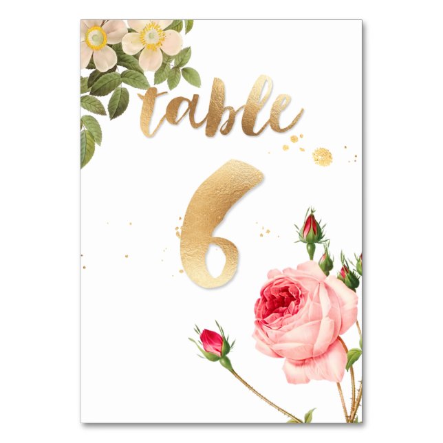 PixDezines Table 6/Vintage Roses/Redoute Table Number (Front)