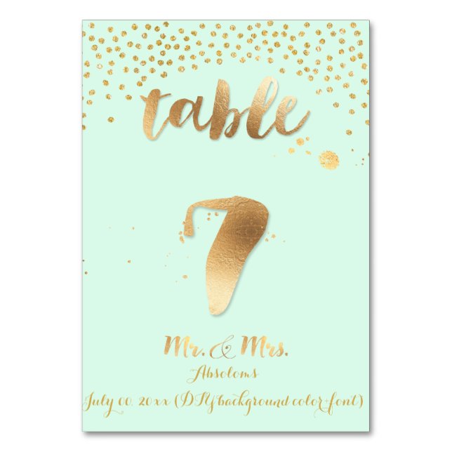 PixDezines table 7/gold sprinkles/DIY colour/mint Number (Front)
