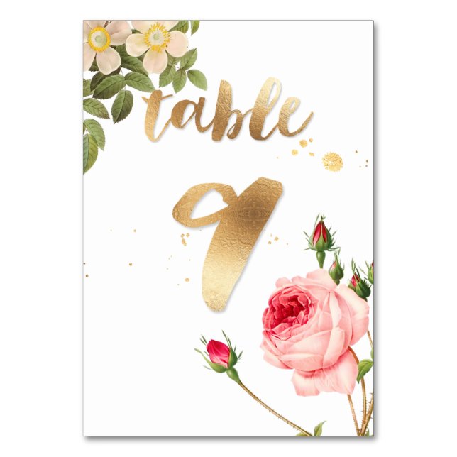 PixDezines Table 9/Vintage Roses/Redoute Table Number (Front)