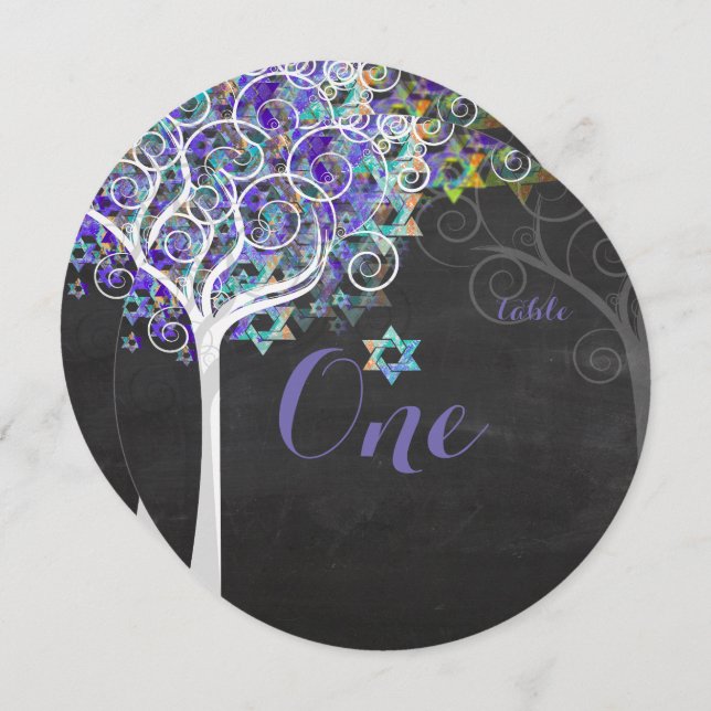 PixDezines table numbers tree of life Mitzvah (Front/Back)