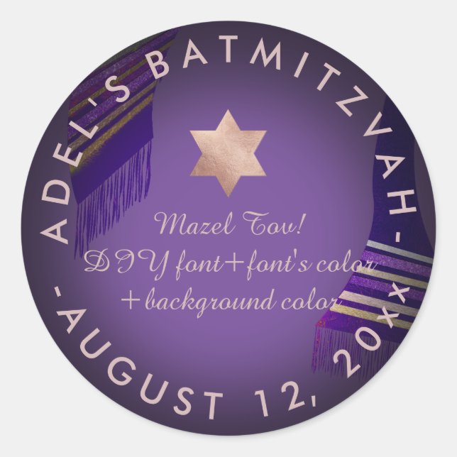 PixDezines Talit Bar Mitzvah/Bat Mitzvah/DIY colou Classic Round Sticker (Front)