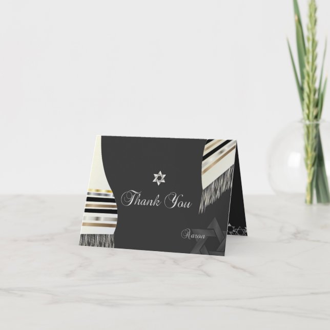 PixDezines tallit mitzvah Thank You Card (Front)