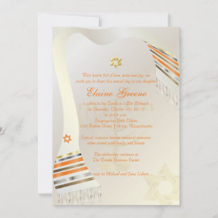 PixDezines Tallit/Stylish Bat Mitzvah/gold Invitation
