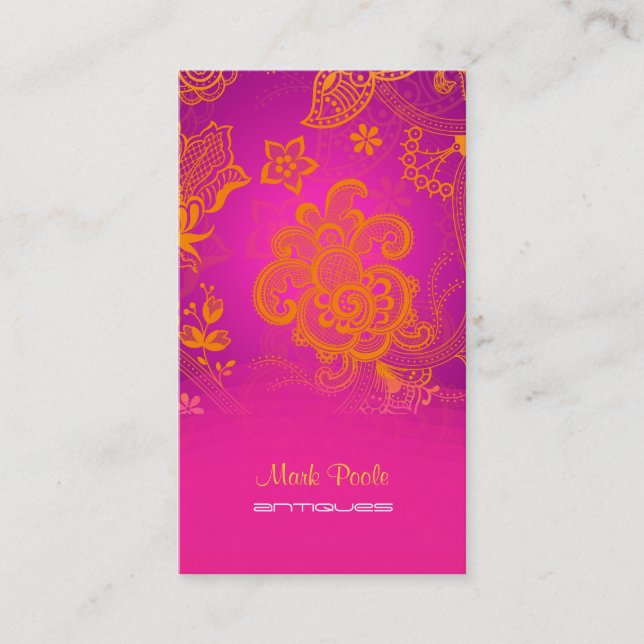 PixDezines tangerine paisley/diy background Business Card (Front)