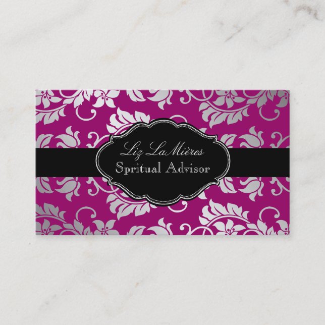 PixDezines Tanza Damask/DIY background/berry Business Card (Front)