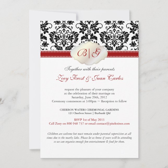 PixDezines Tanza Damask/DIY colours!!! Invitation (Front)