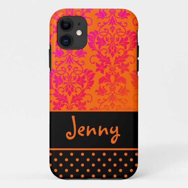 PixDezines Tanza Damask/OJ+Pink+Black/DIY colour Case-Mate iPhone Case (Back)