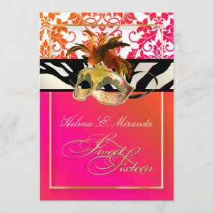 PixDezines Tanza Damask/sweet 16/zebra Invitation