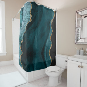 PixDezines TEAL AGATE add your monogram Shower Curtain
